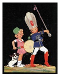 Illustration of Drum Major and Drummer with Dog by John Gee