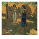 Three Tahitian Women Against a Yellow Background