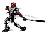 Baseball player holding bat, side view