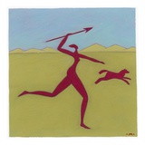Woman Hunting Food in Wild