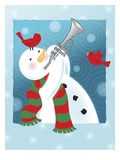 A Happy Snowman Playing the Trumpet