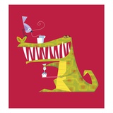 Crocodile brushing his teeth
