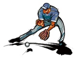 Baseball player catching ball