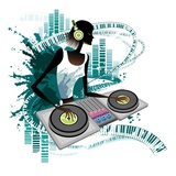 Young woman Dj Using Turntable in Nightclub