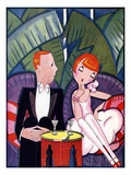 Illustration of 1920s Couple on Date by Fish Giclee Print