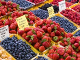 Jean Talon Market with Fresh Berries on Display, Montreal, Quebec, Canada