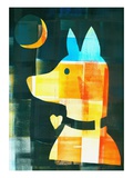 Dog Looking up at Moon