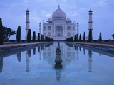 India, Uttar Pradesh, Agra, Taj Mahal, Built by Shah Jahan, Completed 1653 with Reflection in Pond