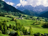 Santa Maddalena church in the Dolomites Mountains