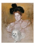 Woman in Raspberry Costume Holding a Dog