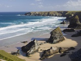 Bedruthan Steps on the shores of Cornwall