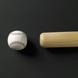 Buy Directly-above view of a bat and a ball in a row at AllPosters.com