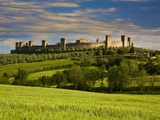 Walled Hillside Town of Monteriggioni, Italy in Spring Green