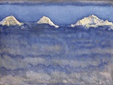 The Eiger, Monch and Jungfrau Peaks Above the Foggy Sea