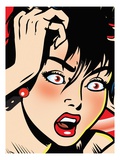Scared Woman With Hand In Hair