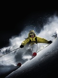 Night skiier on Les Arcs  French Alps