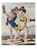 Color Print from Engraving Showing Gladiators Boxing by Jacques Grasset de Saint-Sauveur and L.F. L