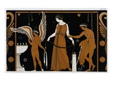 19th Century Greek Vase Illustration of Eros Before an Altar with a Woman