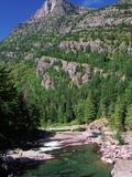 River Flowing Below Mountains