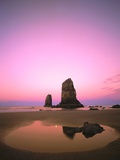 Dusk Settling over Coastal Rock at Cannon Beach Photographic Print