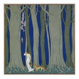 Book Illustration of a Woman and a Leopard in the Forest by Georges Barbier
