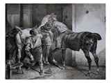 Farrier at Work Lithograph from Etudes de Cheveaux