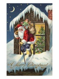 A Merry Christmas with Santa Claus on Roof