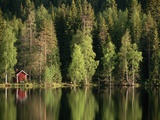 Sauna House at Edge of Forested Lake