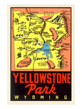 Yellowstone National Park Map, Montana