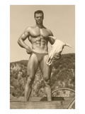 Muscle Man holding Cow Skull