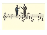 Buy Couple Toasting on Musical Staff at AllPosters.com