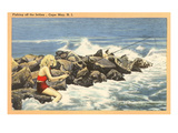 Fishing off Jetty, Cape May, New Jersey