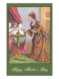 Happy Mothers Day, Victorian Mom with Cradle