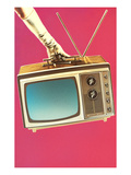 Gloved Arm Carrying Portable TV