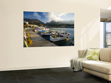Boats Moored in Plakias Harbour Laminated Oversized Art