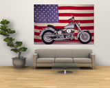 Harley Davidson Motorcycle and US Flag