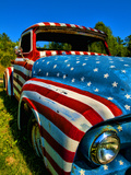 Old Ford Truck Painted with American Flag Pattern, Rockland, Maine, Usa