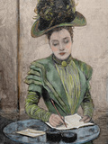 Buy Lady Writing a Letter, Colored Engraving from 1888 at AllPosters.com