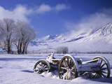 Old Snow-Covered Wagon in the Owens Valley, Bishop, California, Usa