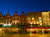 Cafes in Downtown Bruges Marketplace, Belgium