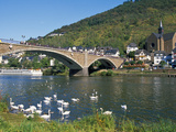 Buy Bridge across Mosel River with Swans, Cochem, Rhineland-Palatinate, Germany at AllPosters.com