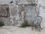 Old Building Chair and Doorway in Town of Oia, Santorini, Greece