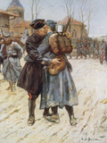 First World War (1914-1918). Reunion. Colored Drawing by A. De Broca in L'Illustration (1915)