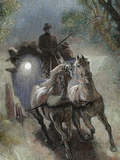 Stagecoach. 19Th-Century Colored Engraving
