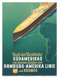 Buy Hamburg America Line: HAPAG Nach der Westk&uuml;ste S&uuml;damerikas, c.1930s at AllPosters.com