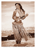 Buy Wahine with Ukulele: Hawaiian Hula Girl at AllPosters.com