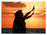Buy To Ask a Blessing: Hawaiian Hula Dancer at Sunset at AllPosters.com