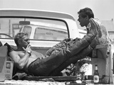 Actor Steve McQueen and Stuntman Bud Ekins During the Mojave Desert Motorcycle Race, May 1963