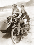 Buy Women Drive a Motorcycle with a Sidecar, 1930 at AllPosters.com
