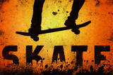 Skateboarding Orange Sports Poster Print